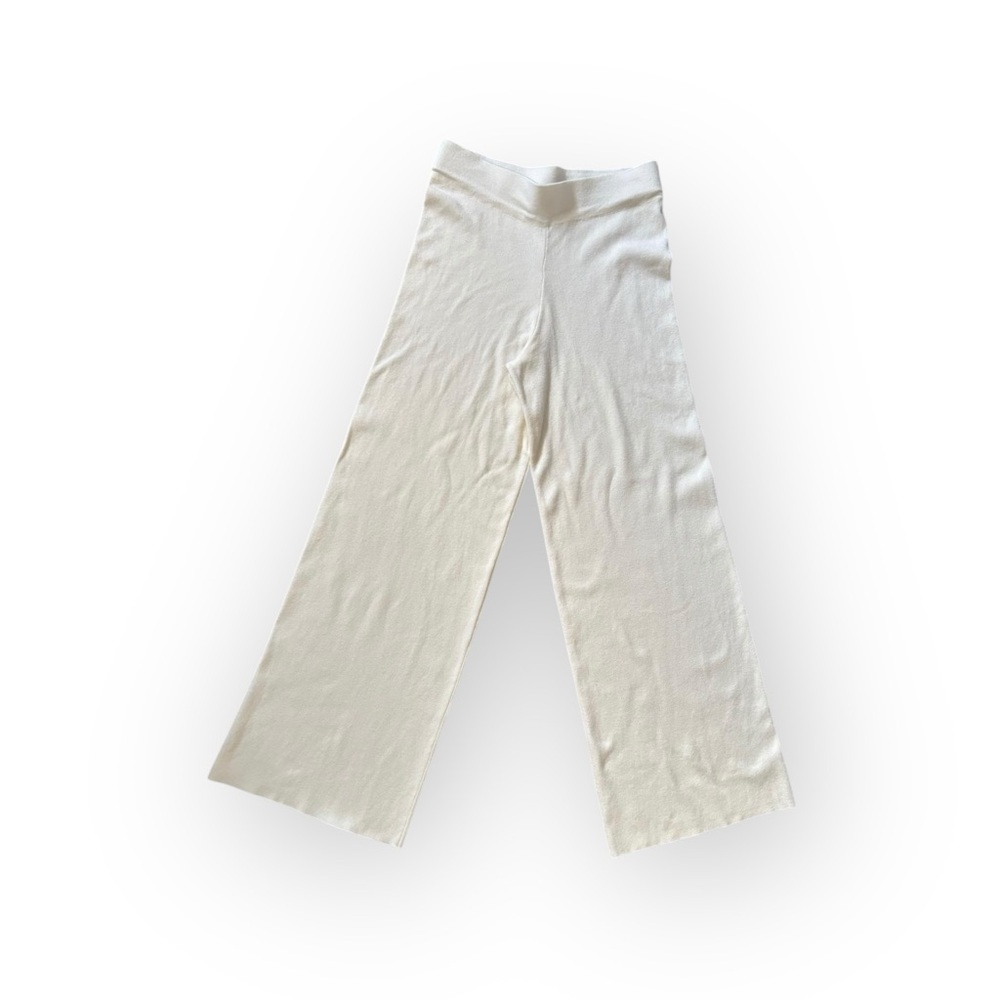 Marled White Wide Leg Lounge Pants Women’s Small – Soft Knit